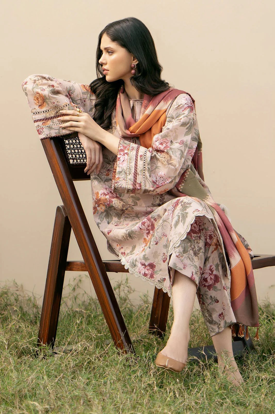 3PC Lawn Printed Shirt With Voile Printed Dupatta-1501 -fashion