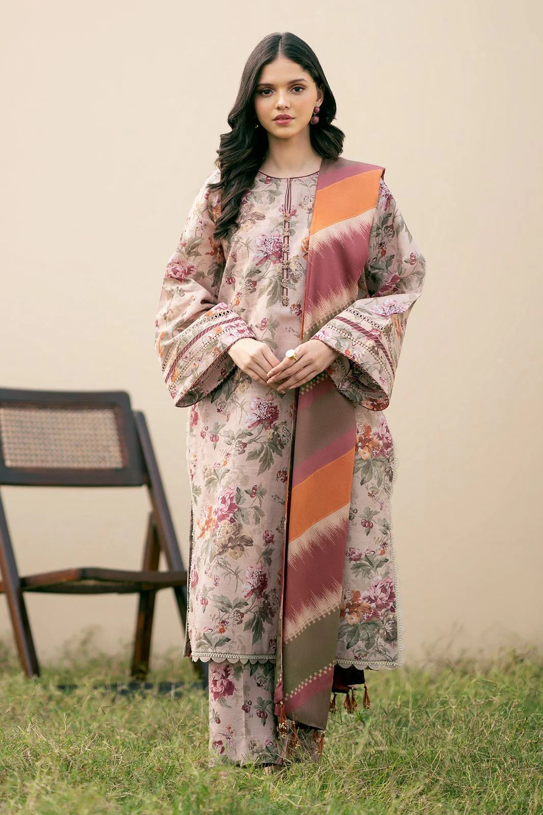 3PC Lawn Printed Shirt With Voile Printed Dupatta-1501 -fashion