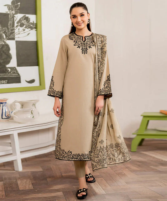 3PC Lawn Embroidered Shirt With Printed Dupatta-1150 -fashion