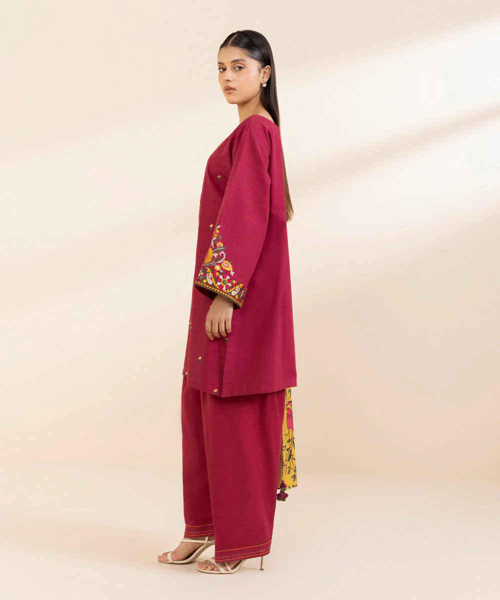 Lawn 3PC Embroidered Shirt with Digital Printed Dupatta-1237 -fashion