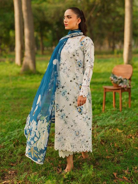 3PC-Printed Lawn Shirt With Voile Printed Dupatta-1546 -fashion